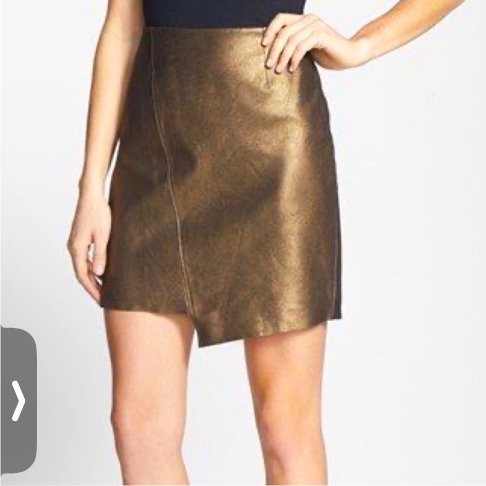 Trouvé Leather Bronze Asymmetrical mini Skirt. Size 8.